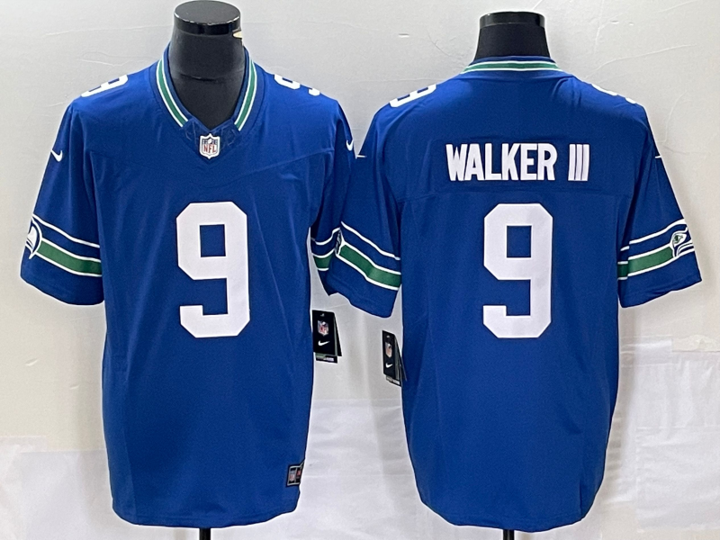 Men's Seattle Seahawks Kenneth Walker III #9 Royal Throwback Jersey